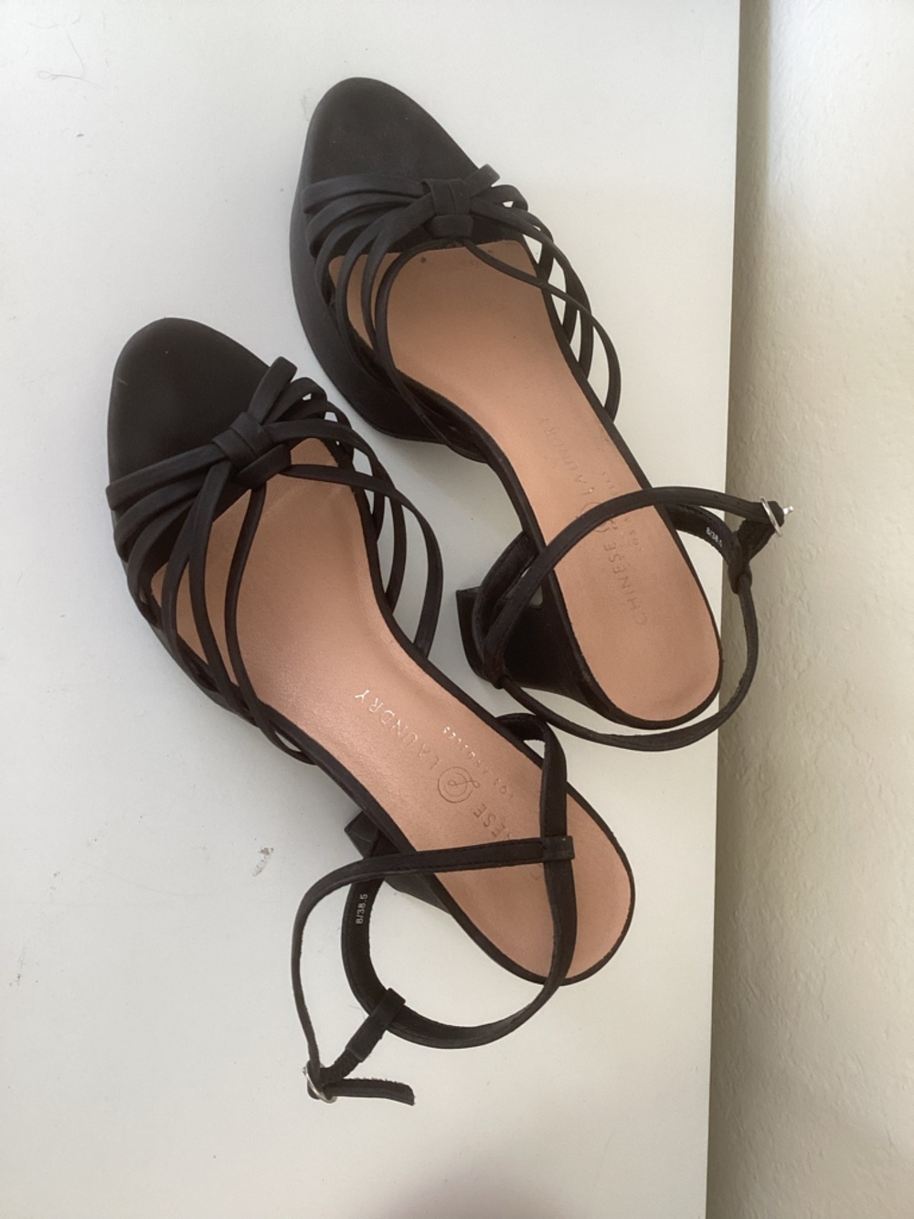 Chinese Laundry, sz 8 Black Strappy Sandals with Ankle Strap.  Platform heels